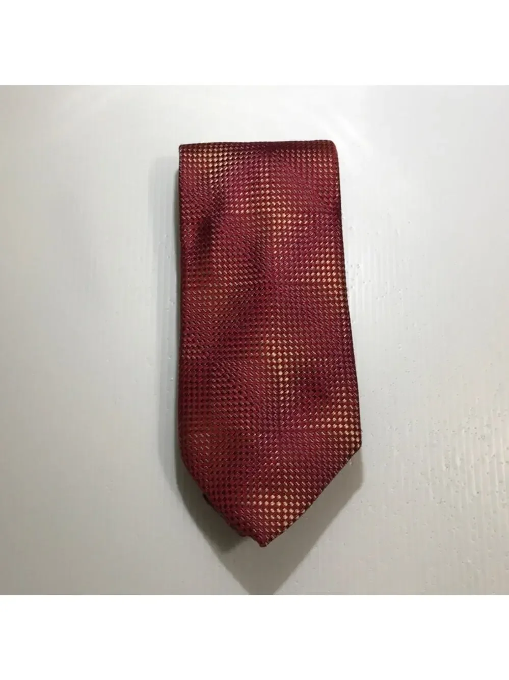 ALBY Made in Italy Silk Red Gold Polka Dot Wide Long Mens Necktie 59”